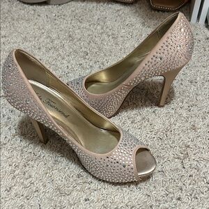 TOWNSEN Women's Sparkling Nude Peep Toe Heels
